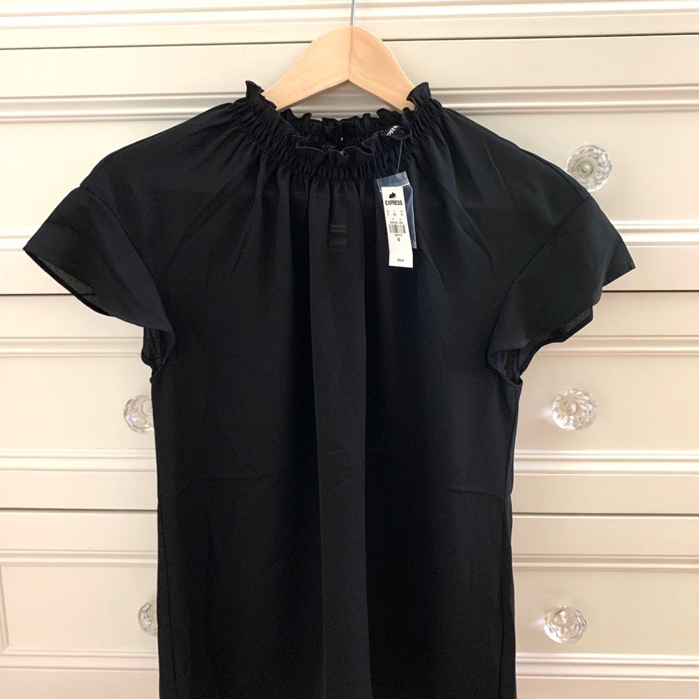 Express Ruffle Mock Neck Blouse